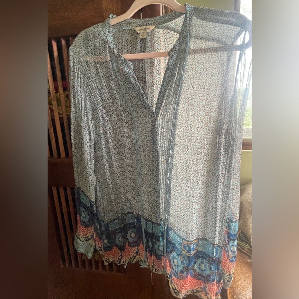 Lucky Brand Sheer Patterned Blouse